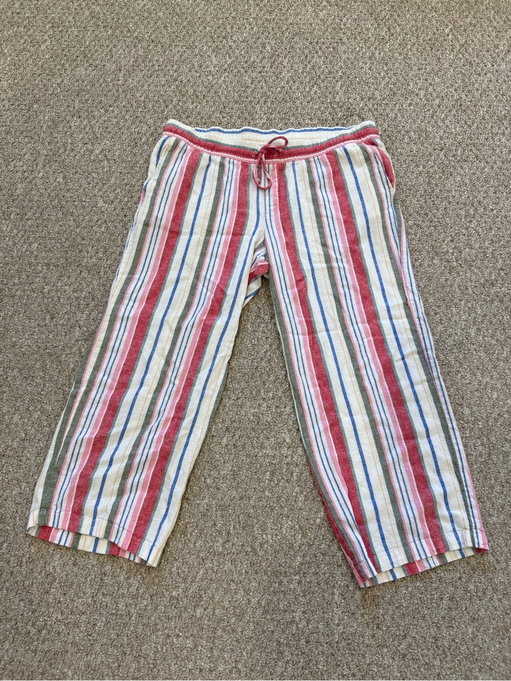 Women’s Old Navy Striped Linen Ankle Length Pants Size L Petite